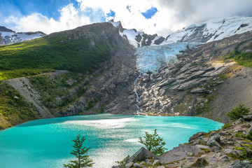 Beautiful view of Lake & Glacier Huemul - El Chalten - Patagonia - Argentina