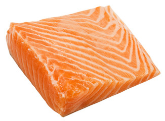 raw salmon, fish isolated on white background, clipping path, full depth of field