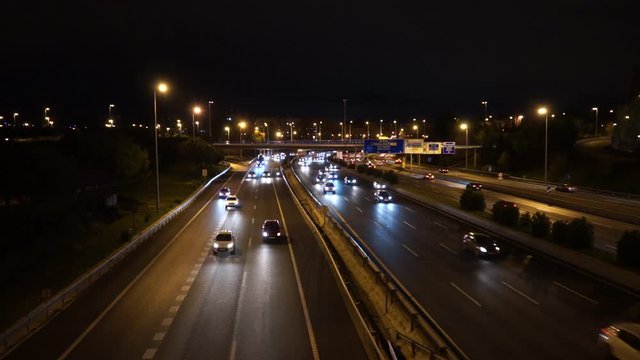 video of cars circulating at night on the road