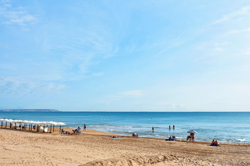 Fototapeta na wymiar beach of Guardamar del Segura, Alicante. Spain. Europe. September 25, 2019