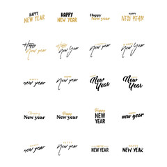 Happy new year typography signs. Vector Lettering Compositions collection. Set of Holiday design for greeting card. © Matias