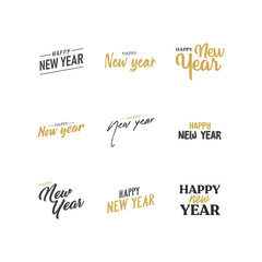 Happy new year typography signs. Vector Lettering Compositions collection. Set of Holiday design for greeting card.