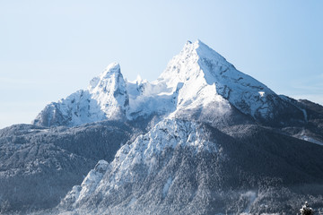 Watzmann mountain in winter, Bavaria, Germany