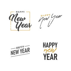 Happy new year typography signs. Vector Lettering Compositions collection. Set of Holiday design for greeting card.
