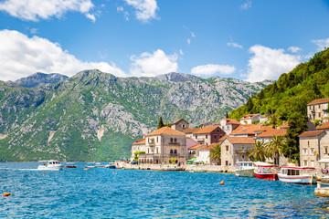 Fototapeta na wymiar Historic town of Perast at Bay of Kotor in summer, Montenegro
