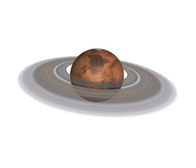 High detailed Mars planet of solar system with saturn ring isolated on white background. Elements of this image were furnished by NASA