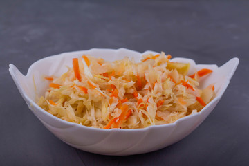 Sauerkraut in a white bowl