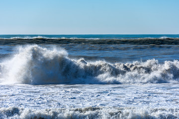 Sea wave storm in the winter season