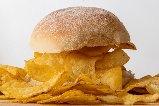 Crisp Sandwich On White Background