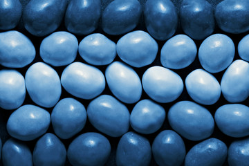 Classic blue color of the year 2020. Blue gradient candy background. Top view
