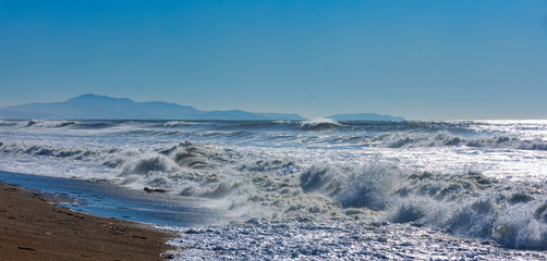 Sea storm in the winter season