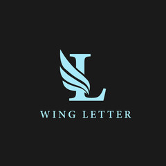 vector initial letter l business wing logo icon corporate technology concept blue color