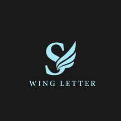 vector initial letter s business wing logo icon corporate technology concept blue color