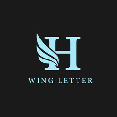 vector initial letter h business wing logo icon corporate technology concept blue color