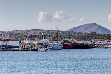 In the port in the city of Perama (Greece)