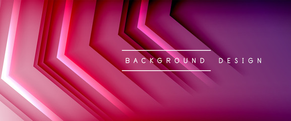 Arrow lines, technology digital template with shadows and lights on gradient background. Trendy simple fluid color gradient abstract background with dynamic straight shadow lines effect