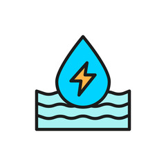 Water energy, ecology flat color line icon. Isolated on white background