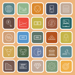 Forex line flat icons on orange background