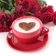 Valentines day coffee and roses