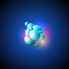 Technology 3D dna and molecule. template for medicine, science, chemistry, biotechnology, Vector illustration.