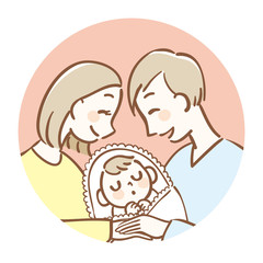 Happy couple and baby illustration