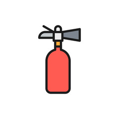 Fire extinguisher flat color line icon. Isolated on white background