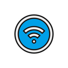 WiFi signal flat color line icon. Isolated on white background