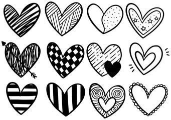 0077 hand drawn scribble hearts