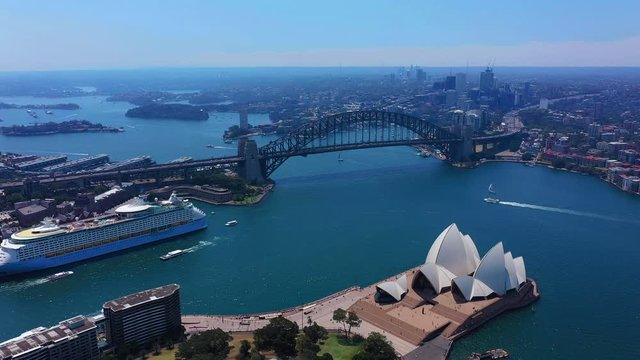 Sydney - Aerial Flight over Opera House with view of the Harbour Bridge