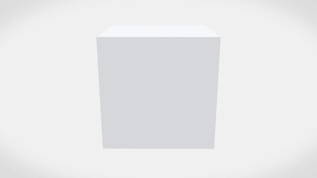 loopable movement of Rotating white square cube box footage on gray background. 4K.