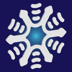 Christmas cut 3d snowflake on blue background.