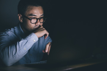 serious people frustrated exhausted work stress concept.businessman holding hands on face feeling tired suffering working on  paperwork job in work place.concept global economic problems