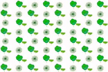 Fototapeta premium Seamless pattern image of leaves of lotus on white