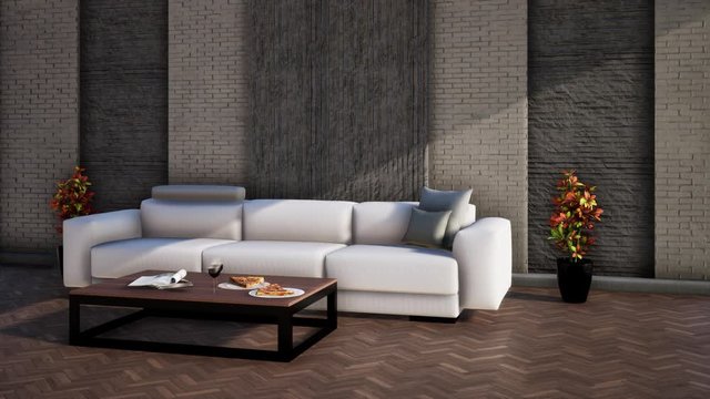 modern interior design of living room, 3d rendering video 4k