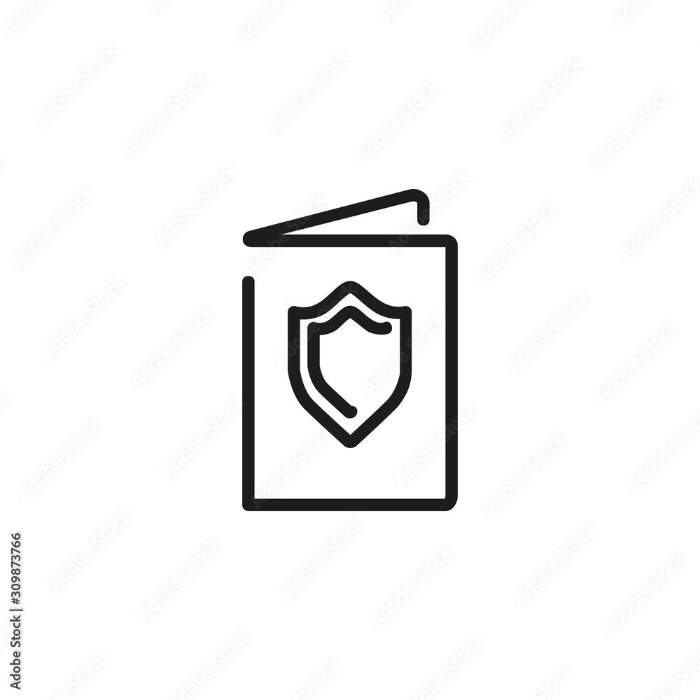 Wall mural security protocol thin line icon. shield, network, certificate isolated outline sign. booklet and se