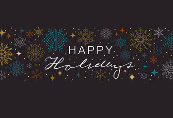 Holiday greeting card design with snowflakes.