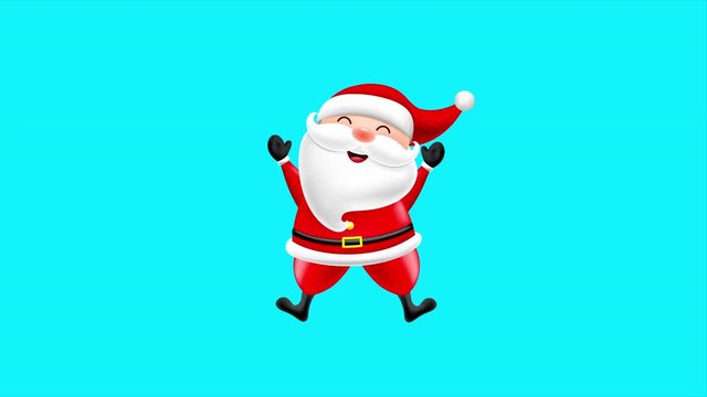 Collection of cute cartoon Santa Claus. Merry Christmas and Happy New Year. Illustration isolated on blue background. Animation.