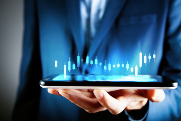 The concept of financial trading. Stock market and exchange.