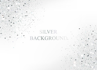 Luxury silver glitter dust in corner for holidays.