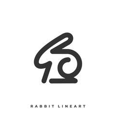 Rabbit Line Art Illustration Vector Template.