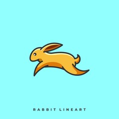 Rabbit Line Art Illustration Vector Template.