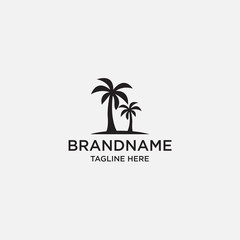 simple abstract palm tree in black color for business logo design inspiration