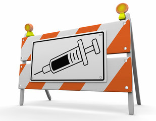 Syringe Needle Medicine Shot Injection Medication Vaccine Construction Sign Problem Danger Warning 3d Illustration