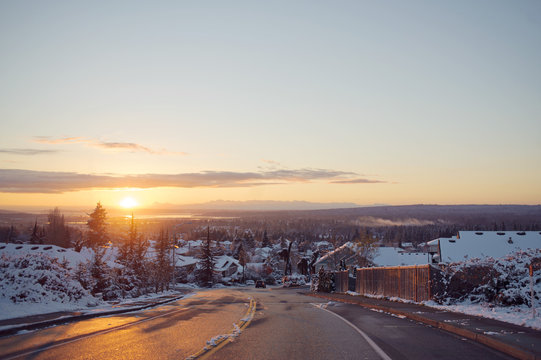 road at sunset