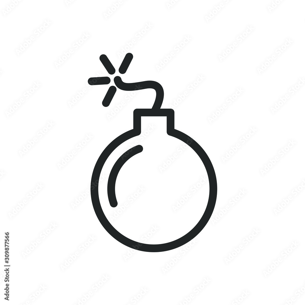 Poster Bomb icon vector sign isolated for graphic and web design. Bomb symbol template color editable on white background. Thin linear graphic Eps10.