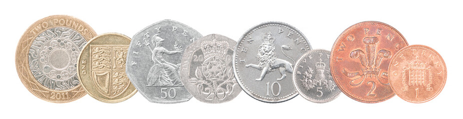 UK coins isolated