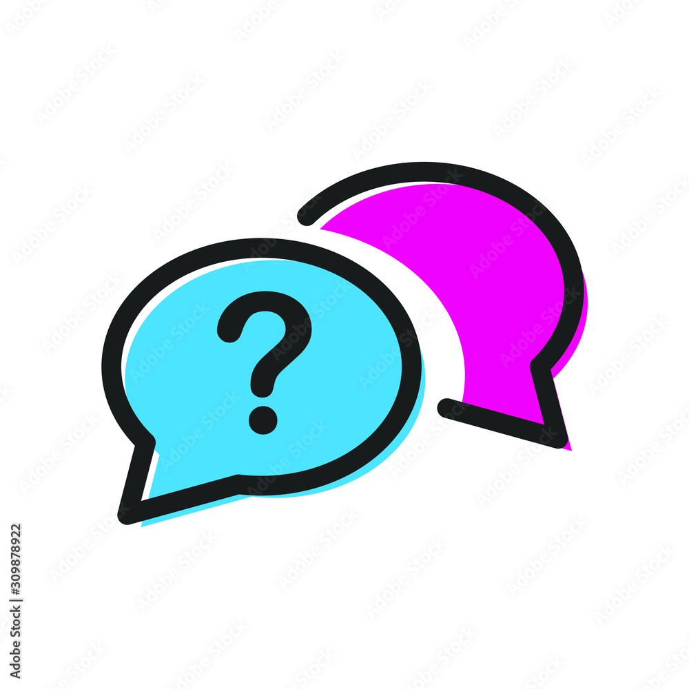 Leinwandbilder Chat, question icon vector sign isolated for graphic and web design. Help symbol template color editable on white background, Thin linear graphic Eps10.