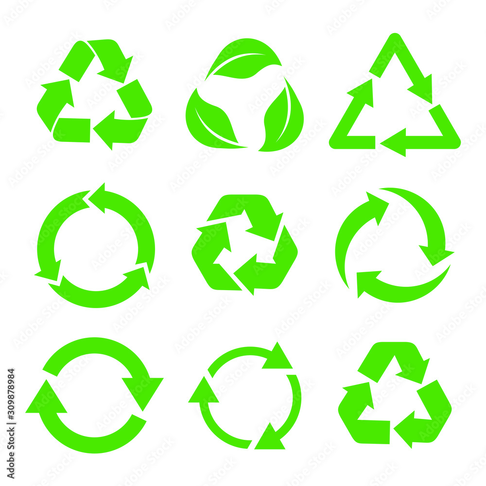 Poster recycle icon vector sign isolated for graphic and web design. recycle recycling symbol template colo