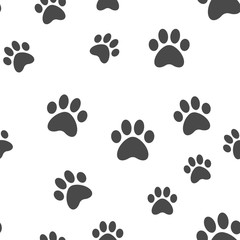 Fototapeta na wymiar Paws seamless pattern. Dog paw texture. Mascot love background.