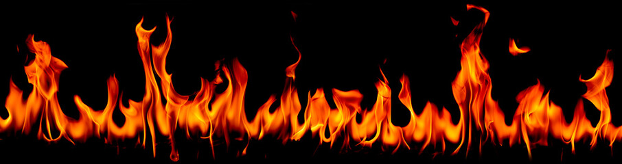 Fototapeta premium Fire flames on Abstract art black background